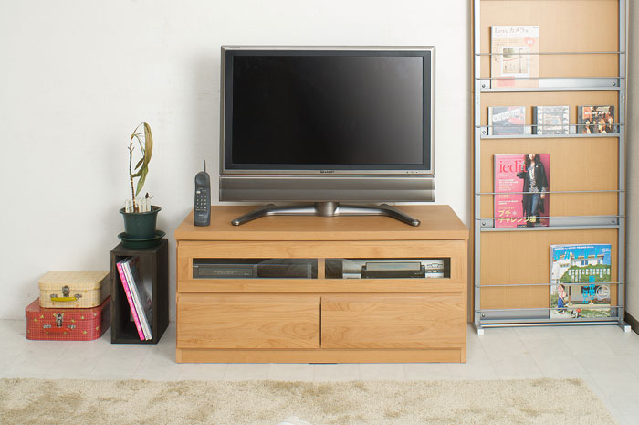 天然木アルダー材を使用した、完成品のテレビ台【幅101cm】